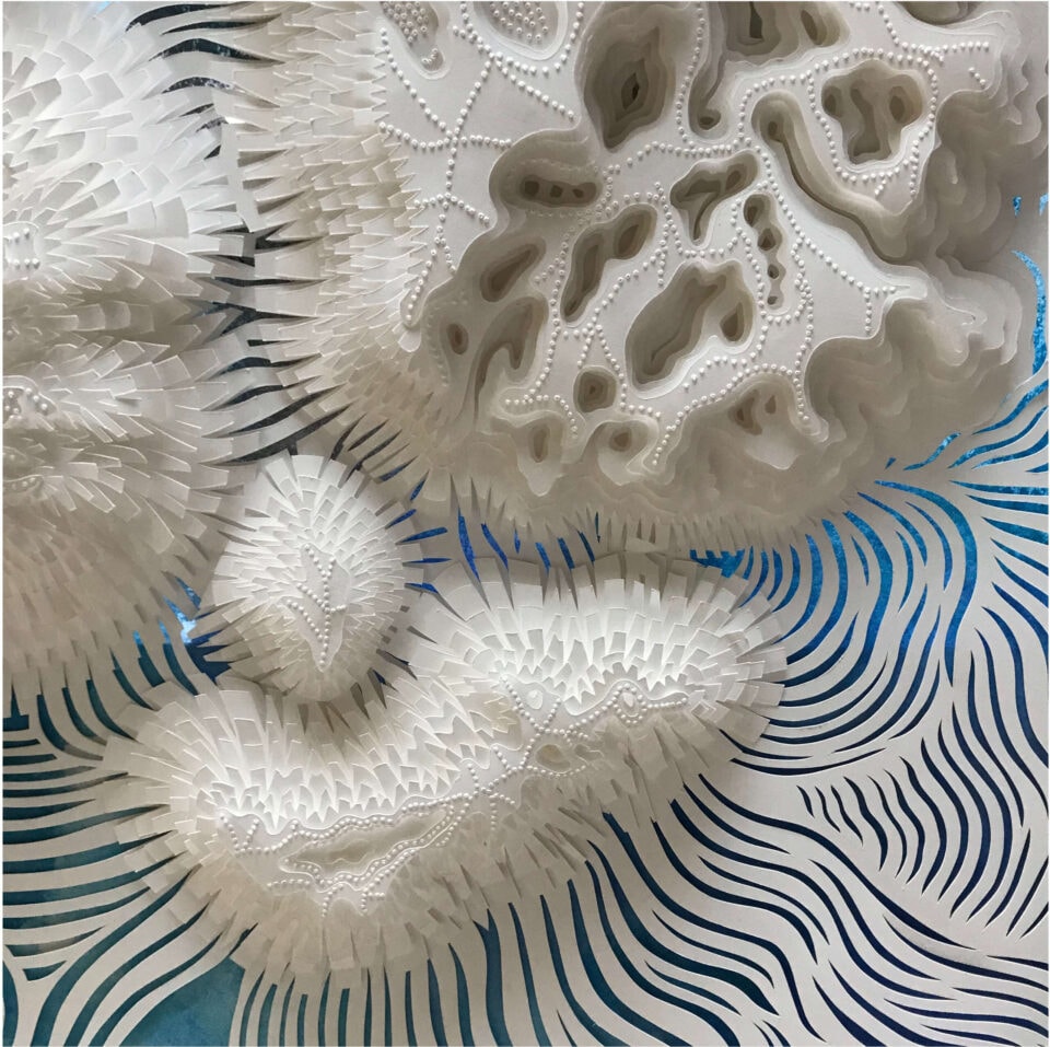 Archipels (détail), 142 x 117 cm, papier, encre, 2021