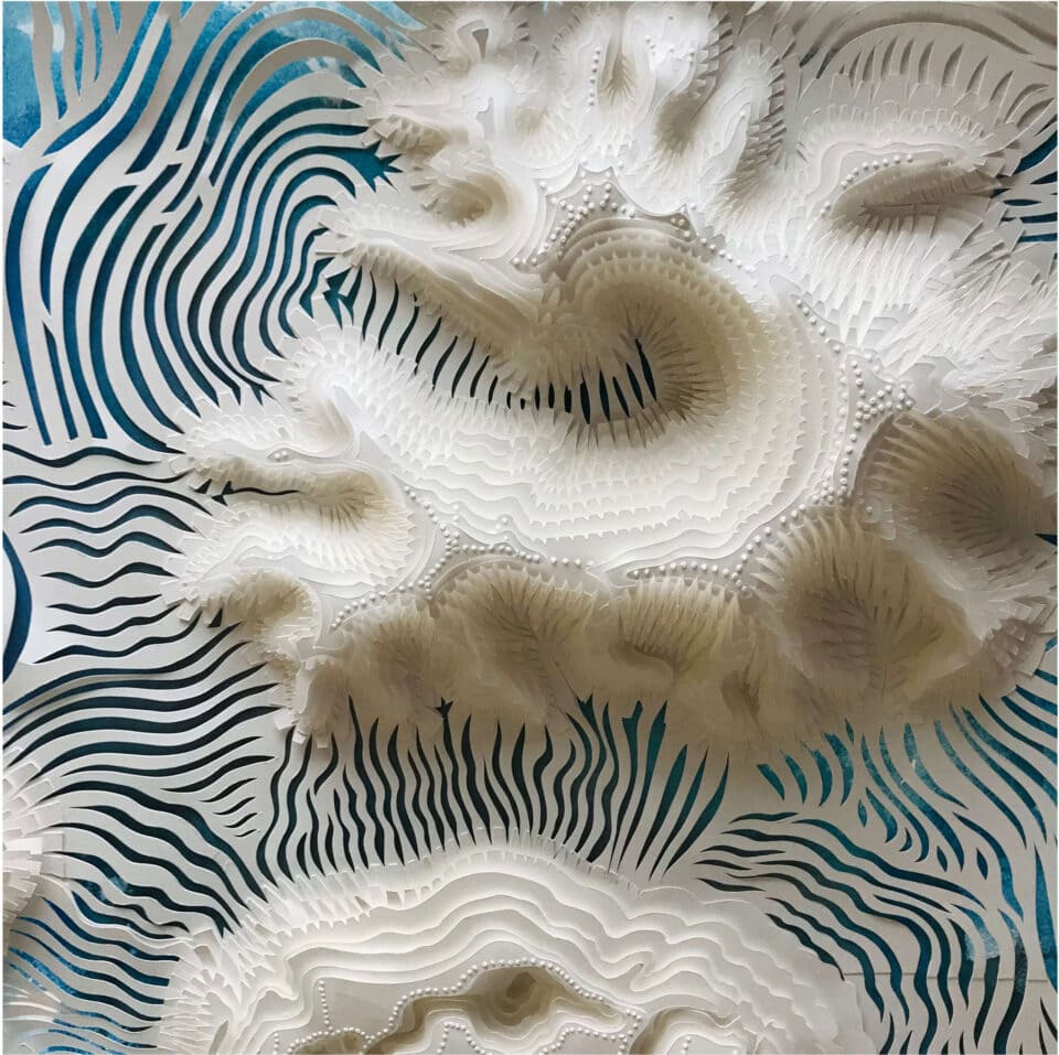 Archipels (détail), 142 x 117 cm, papier, encre, 2021