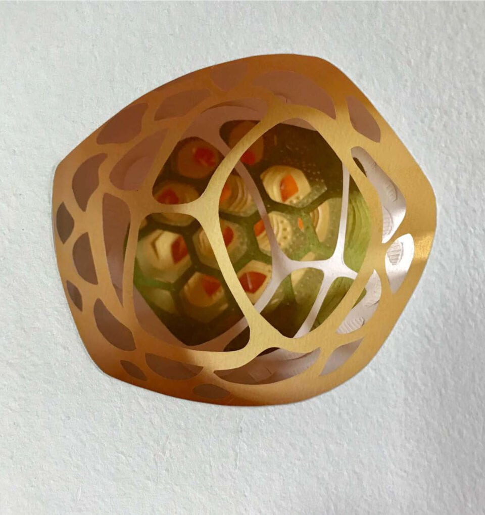 OPM, Objet Poétiquement Modifié, 16 x 19 cm, papier gouache, 2019