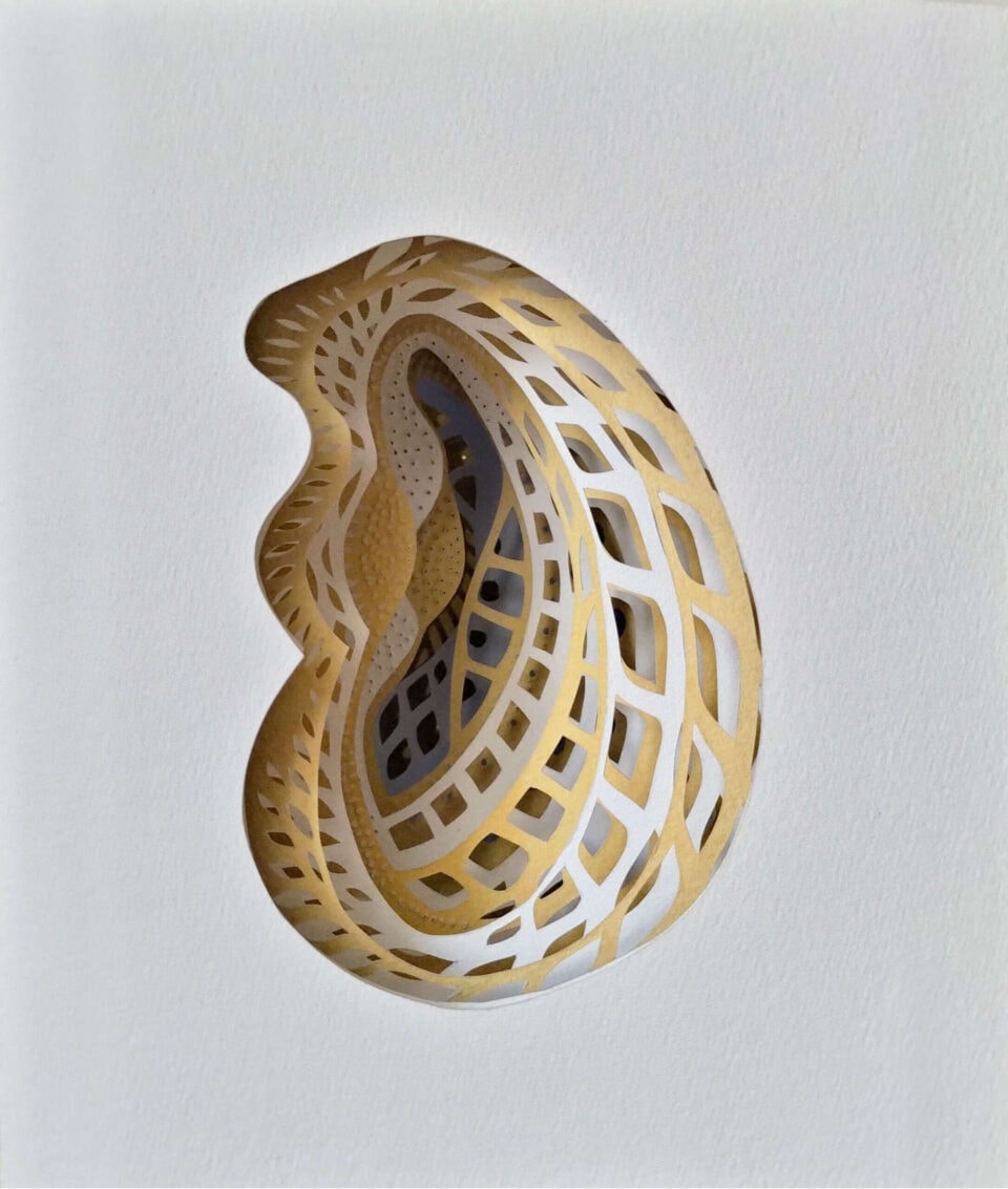 OPM, Objet Poétiquement Modifié, 16 x 19 cm, papier, gouache, 2019